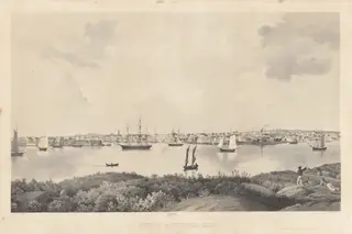 View of Gloucester, Mass., by Fitz Henry Lane, ink, 1855
