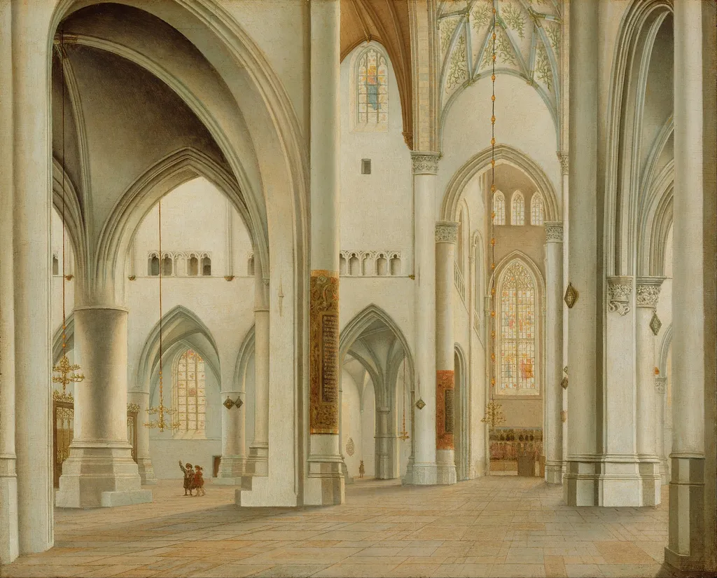 The Interior of St. Bavo, Haarlem, by Pieter Jansz Saenredam, oil, 1628