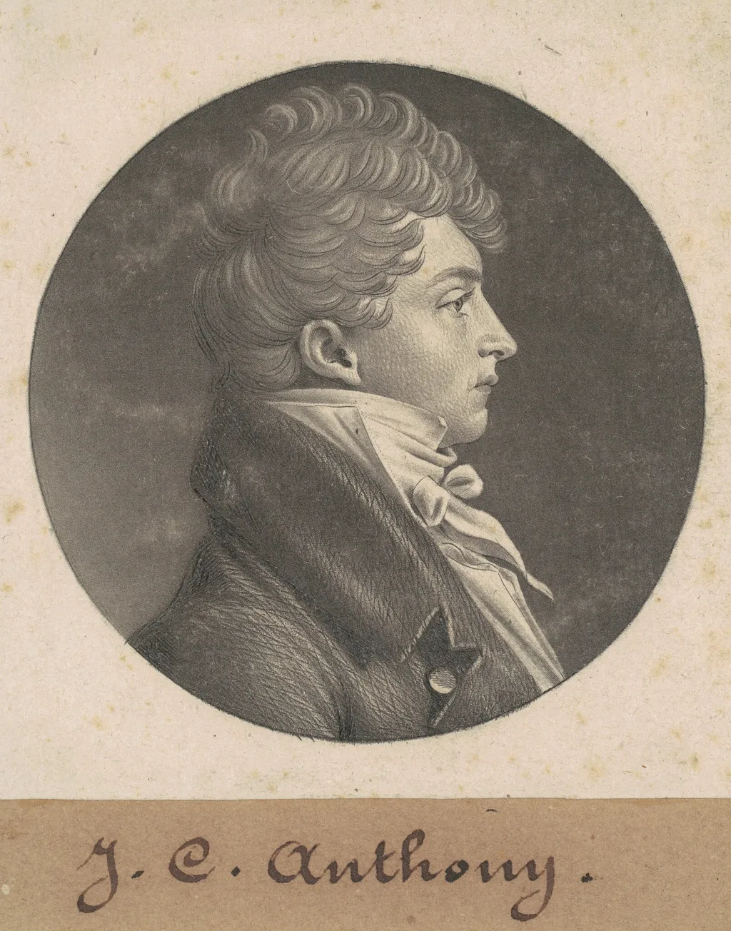 Unidentified Man, by Charles B. J. Févret de Saint-Mémin, ink, 1808