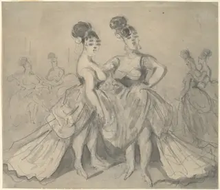 Two Women of Pleasure, by Constantin Guys, graphite, 1864