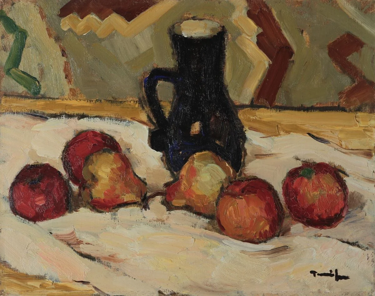 Natură moartă (Ulcică cu mere și pere), detail