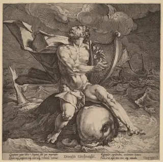 Arion on a Dolphin, by Jan Muller, ink, 1590