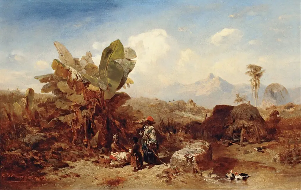 Landscape with Black People, by Eduard Hildebrandt, oil, 1845
