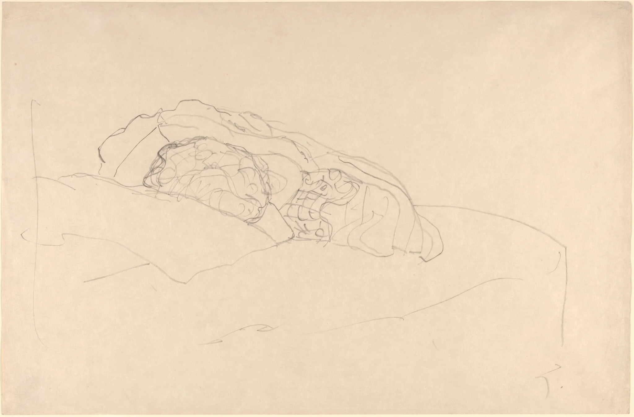 Curled up Girl on Bed, detail