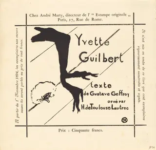 Advertisement for the Album "Yvette Guilbert", by Henri de Toulouse-Lautrec, ink, 1894