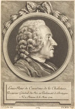 Louis-Rene de Caradeuc de la Chalotais, by Pierre Etienne Moitte, ink, 1764
