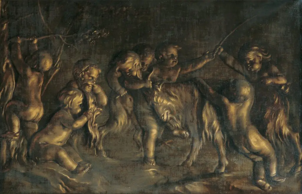 Kinderbacchanal, by Josef Hauzinger, oil