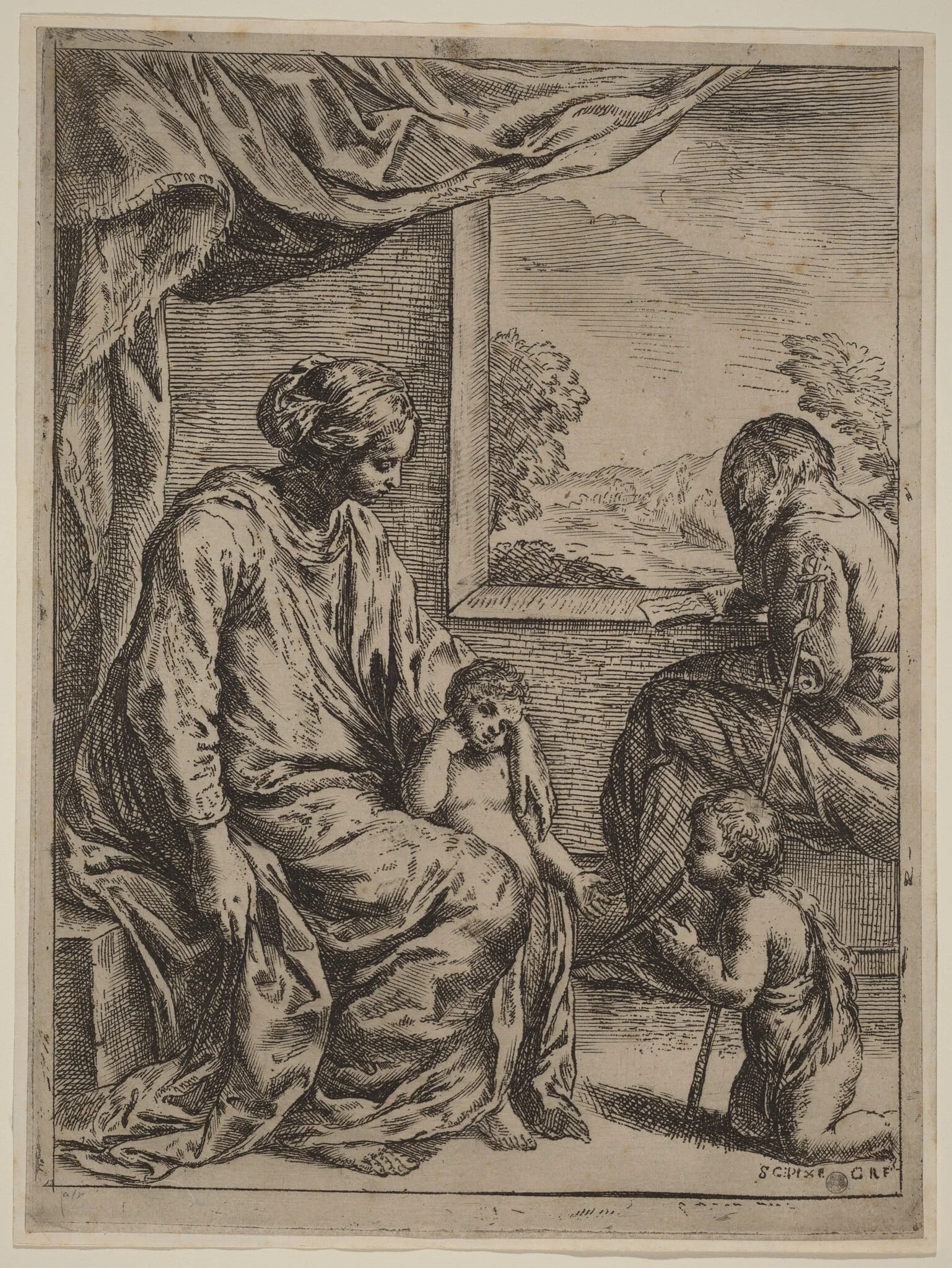 The Holy Family with Saint John the Baptist, detail