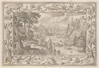 The Baptism of Christ, by Adriaen Collaert, ink, 1584