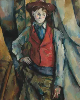 Boy in a Red Waistcoat, by Paul Cézanne, oil, 1889