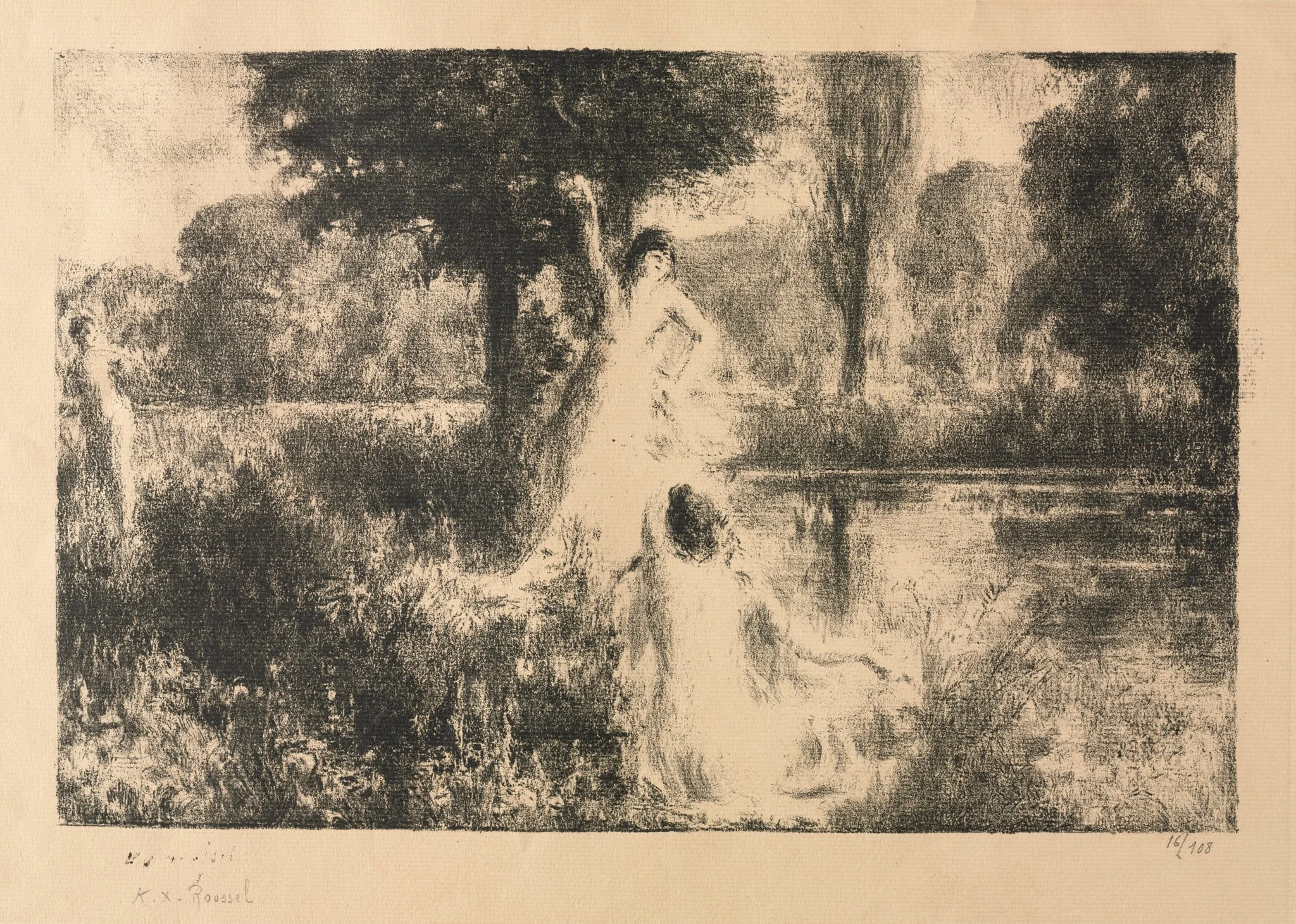 Two Nymphs Beside a Pond, detail