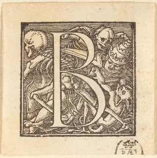 Letter B, by Hans Lützelburger, ink, 1523