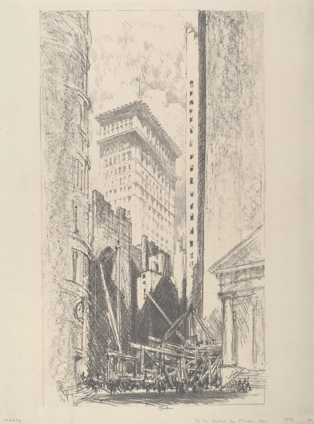 Rebuilding Broad Street, by Joseph Pennell, ink, 1910