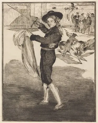 Mlle. Victorine in the Costume of an "Espada"(L'espada), by Edouard Manet, ink, 1862
