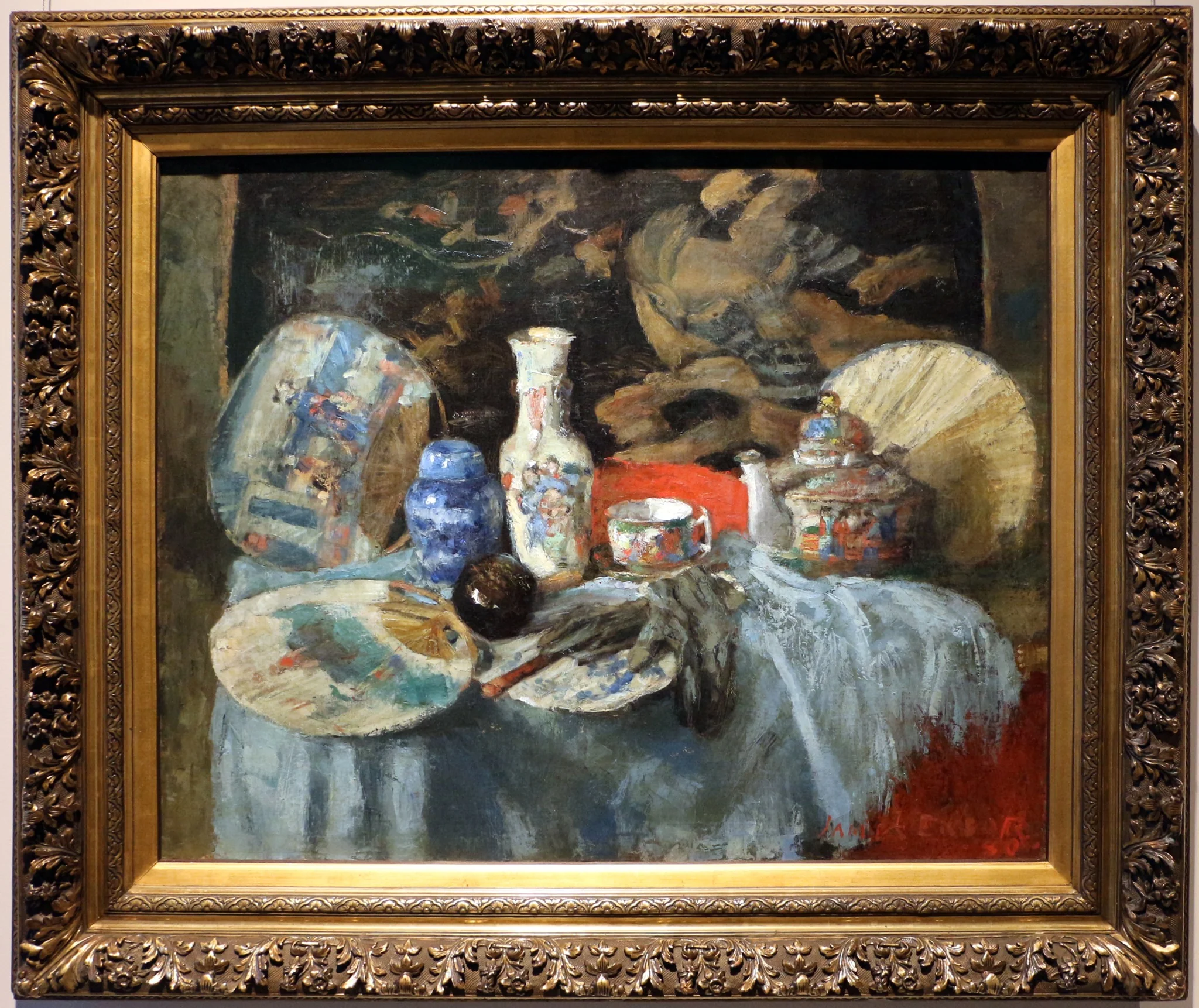 Chinoiseries with fans, detail