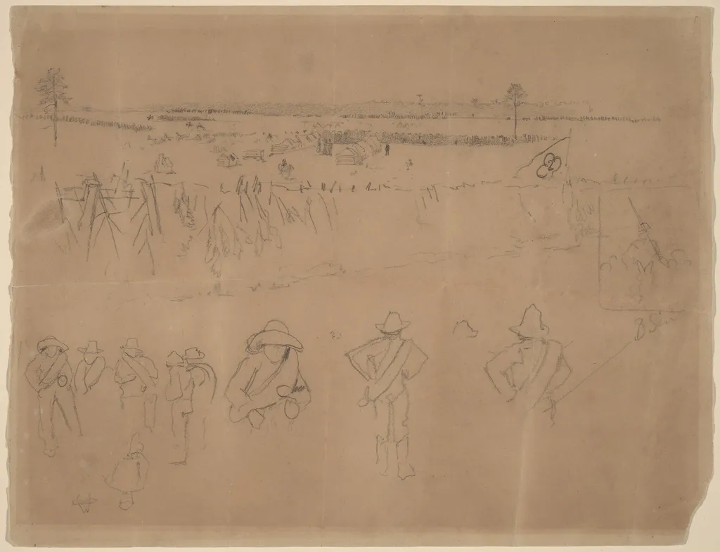 Line-ups and Trenches [recto], by Winslow Homer, graphite, 1864