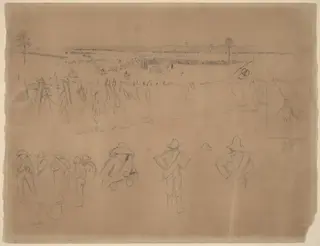 Line-ups and Trenches [recto], by Winslow Homer, graphite, 1864