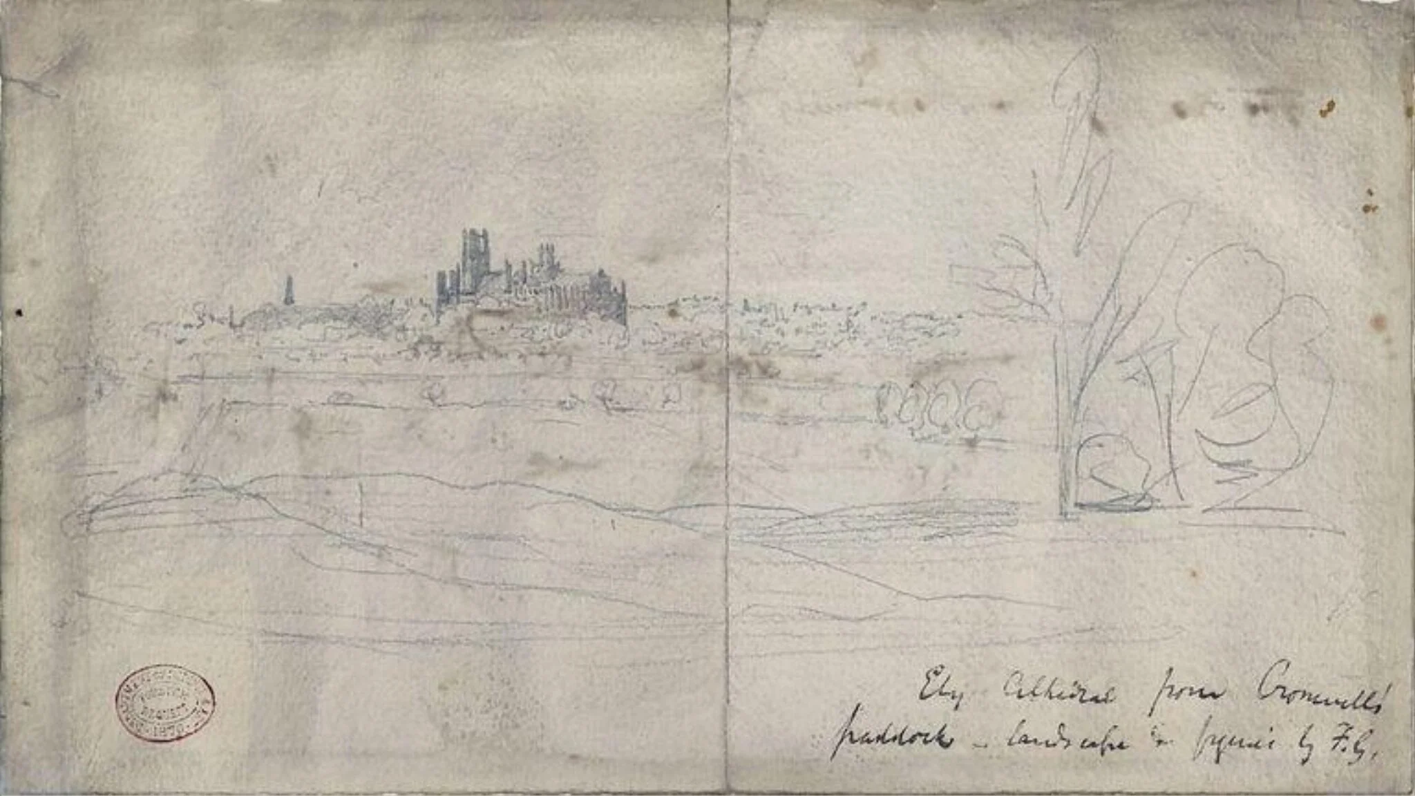 Ely Cathedral from Oliver Cromwell's paddock, detail