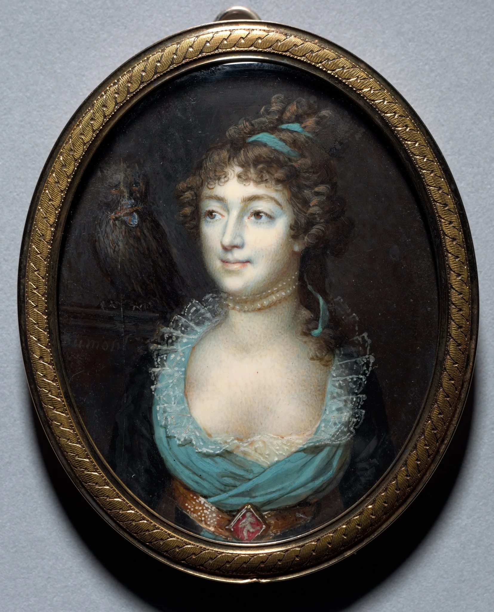 Portrait of Mademoiselle Marie-Anne Adelaide Le Normand, detail