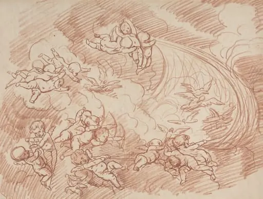 The Veil of Cupids, by French 18th Century, chalk, 1701