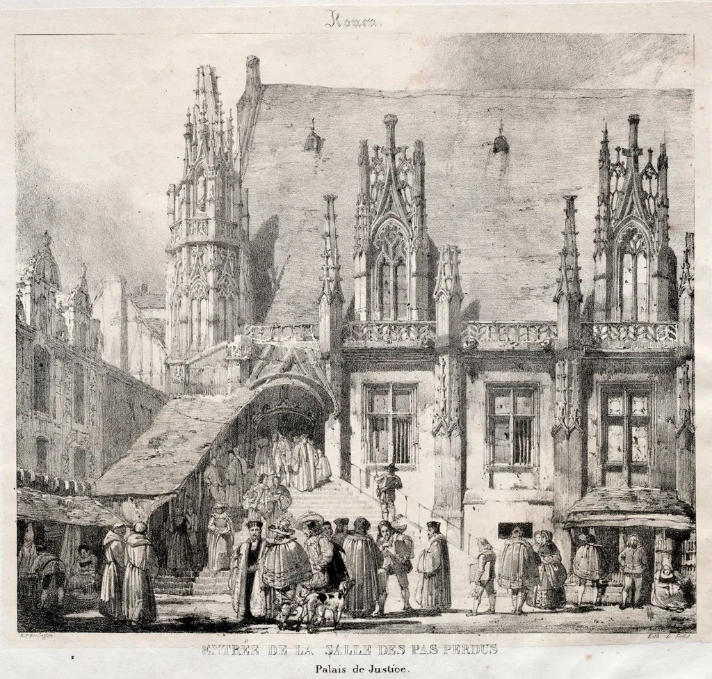 Rouen:  Entrée de la Salle des Pas Perdus, Palais du Justice, by Richard Parkes Bonington, 1824
