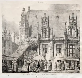 Rouen:  Entrée de la Salle des Pas Perdus, Palais du Justice, by Richard Parkes Bonington, 1824