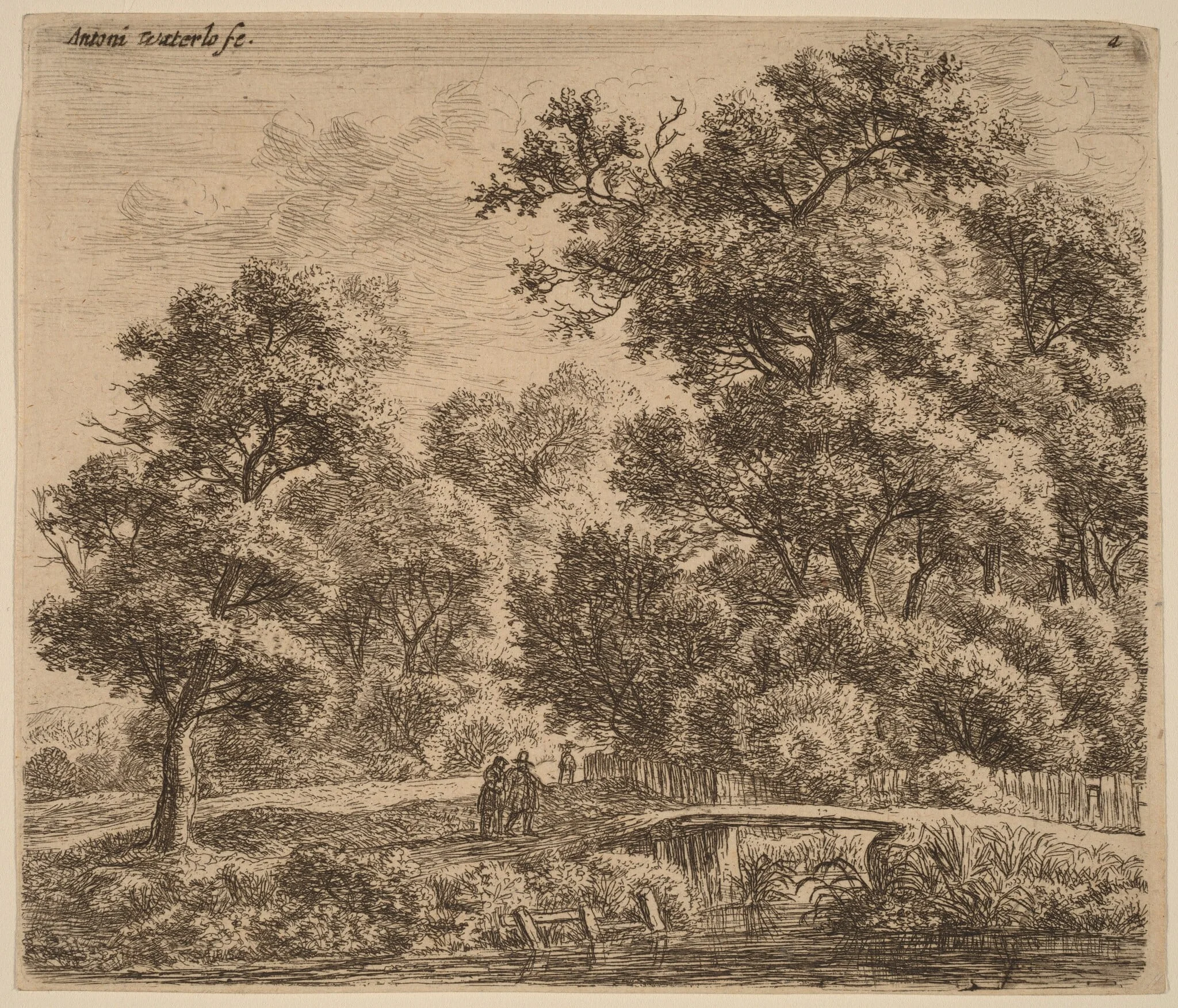 Wooded Landscape with a Bridge, detail