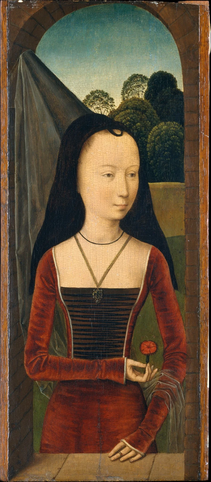 Young Woman with a Pink, detail