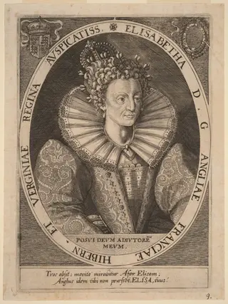 Queen Elizabeth, by Dominicus Custos, ink, 1600