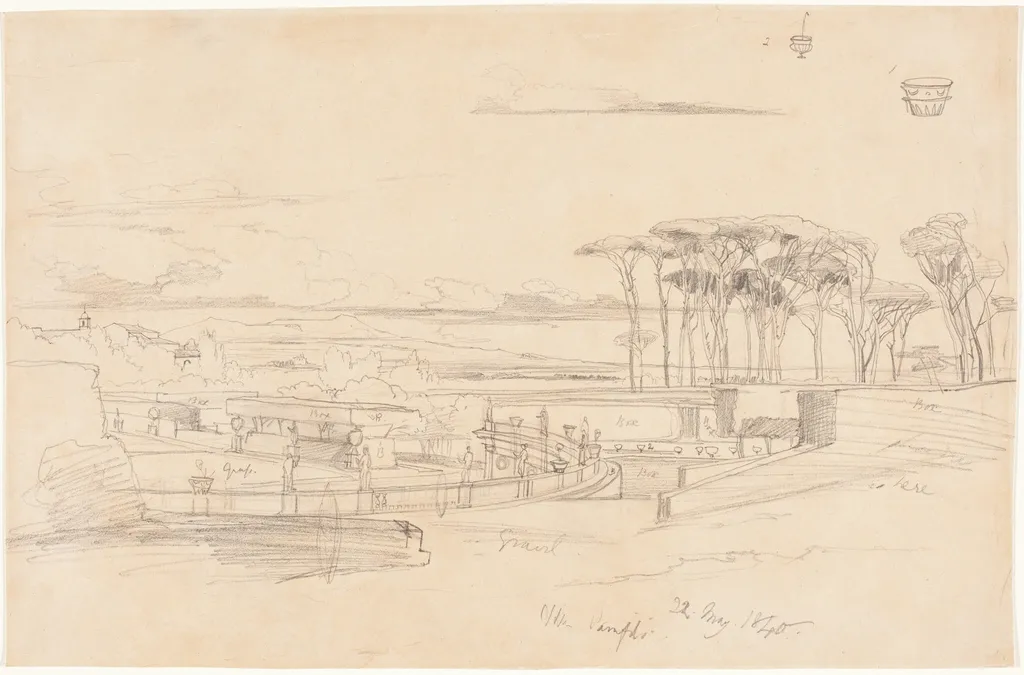 Villa Pamphili, by Edward Lear, graphite, 1840