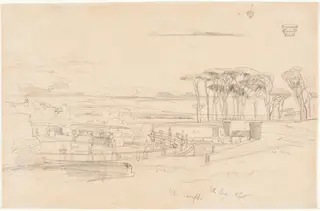 Villa Pamphili, by Edward Lear, graphite, 1840