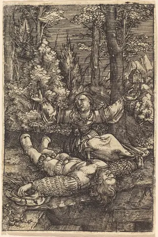 Pyramus and Thisbe, by Albrecht Altdorfer, ink, 1516