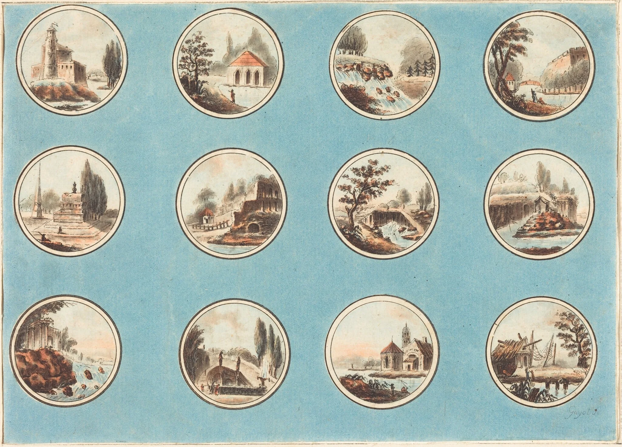 Twelve Roundels with Landscapes, detail