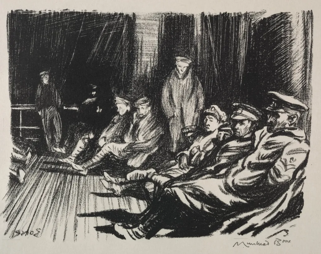 Walking Wounded on a Hospital Ship, by Muirhead Bone, 1924