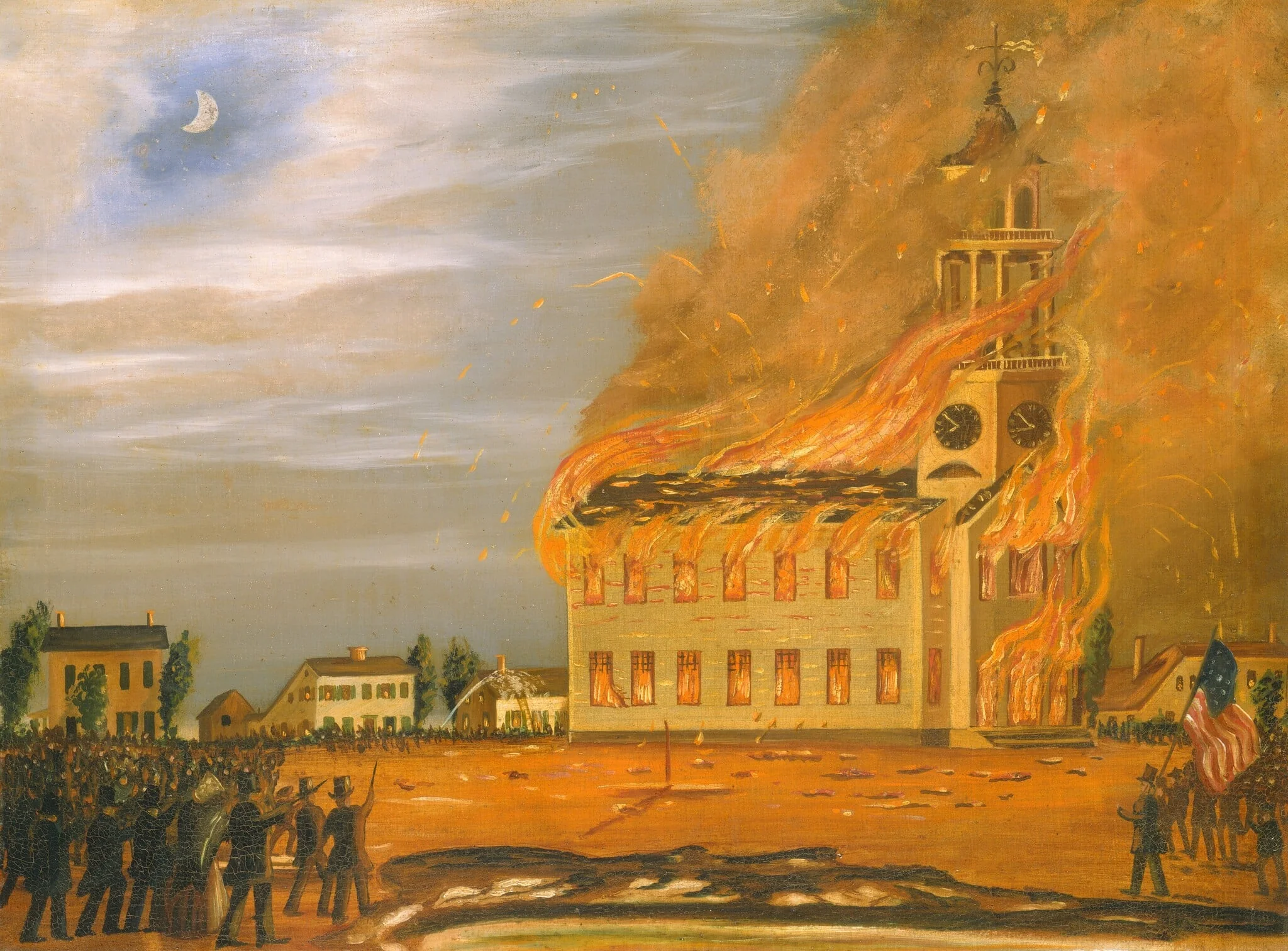 Burning of Old South Church, Bath, Maine, detail