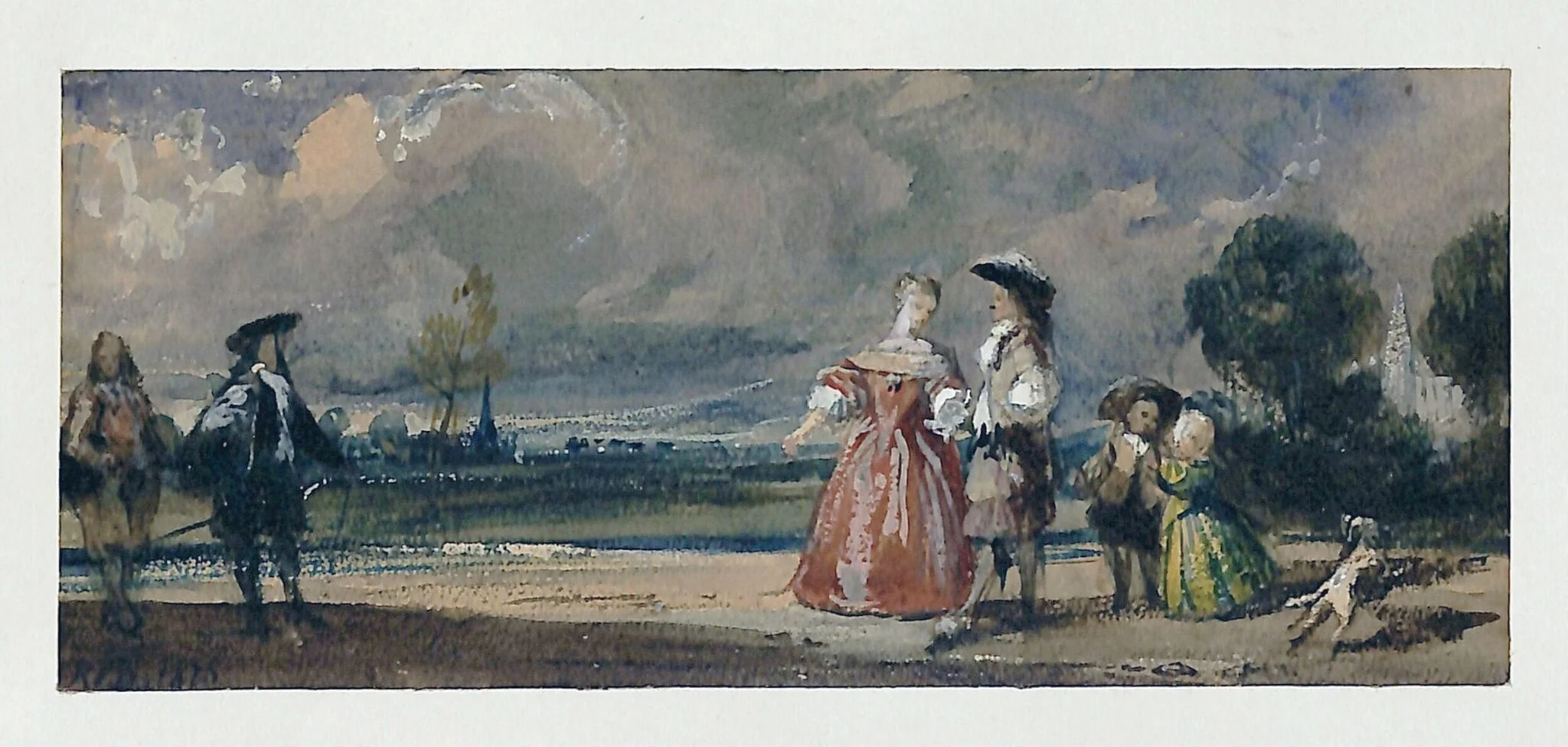 Figures Meeting on a Terrace, detail