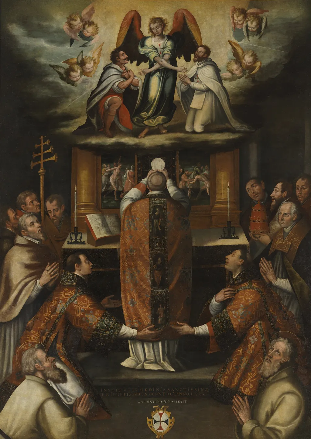 Institución de la Orden Trinitaria por Inocencio III en 1190, by Antón Pizarro, oil, 1601