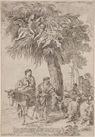 The Flight into Egypt, by Giovanni Benedetto Castiglione, ink, 1642