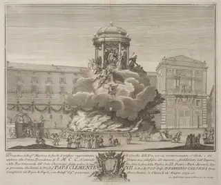 The Prima Macchina for the Chinea of 1732: The Council of the Gods, by Giovanni Battista Sintes, ink, 1732