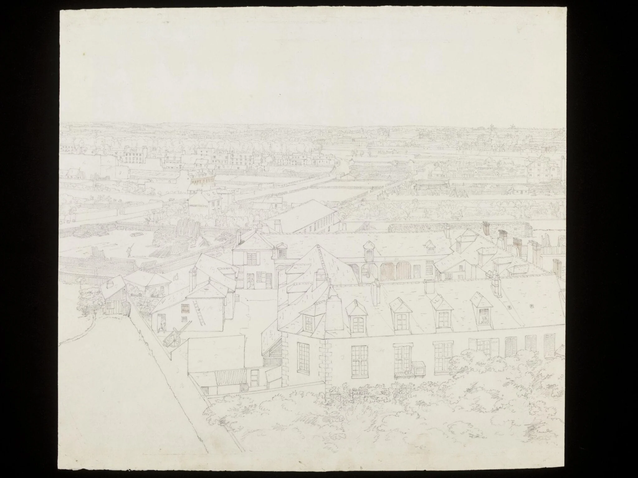 Preparatory study for a panorama of Paris from the Seine, detail