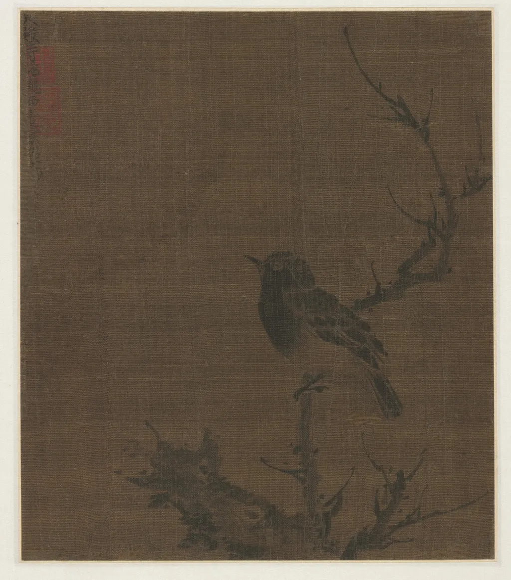 Sleeping Bird on a Prunus Branch, by Bian Jingzhao, unspecified, 1404