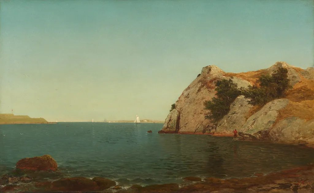 Beacon Rock, Newport Harbor, by John Frederick Kensett, oil, 1857