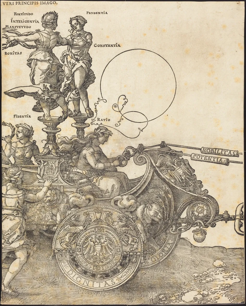 The Triumphal Chariot of Maximilian I (The Great Triumphal Car) [plate 2 of 8], by Albrecht Dürer, ink, 1523