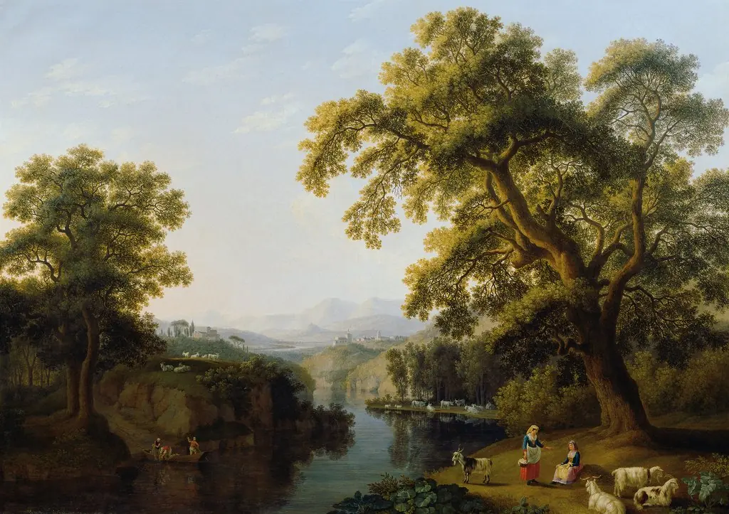 Flusstal von Isernia bei Neapel, by Jacob Philipp Hackert, oil, 1796