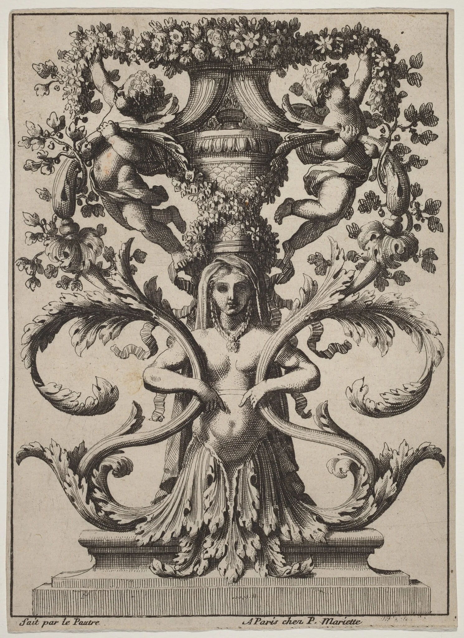Ornament with a Woman Turning to Foliage, detail
