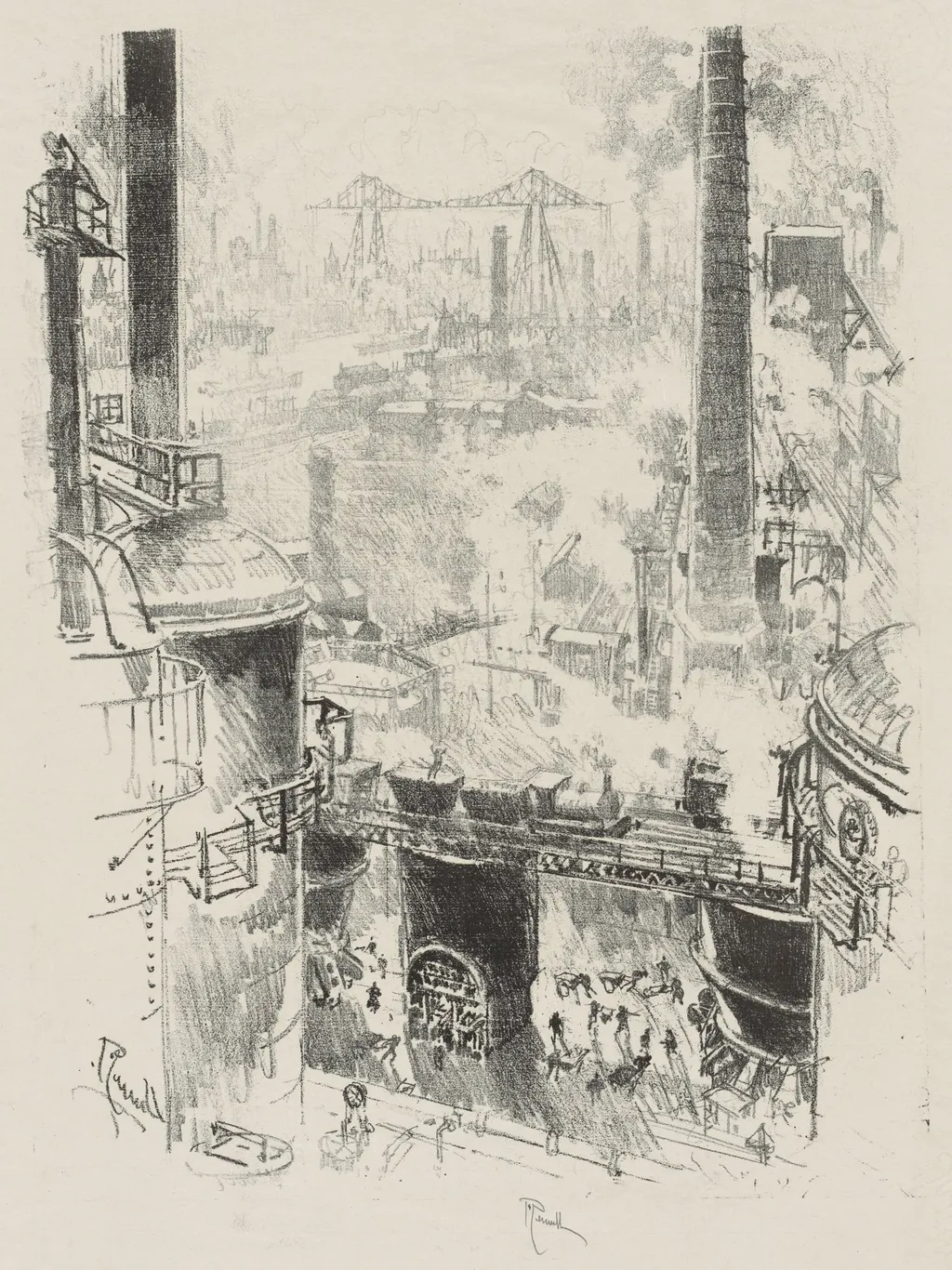 English War Work:  From othe Tops of the Furnaces, by Joseph Pennell, 1916