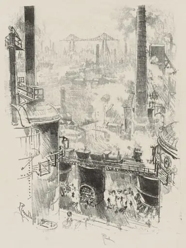 English War Work:  From othe Tops of the Furnaces, by Joseph Pennell, 1916