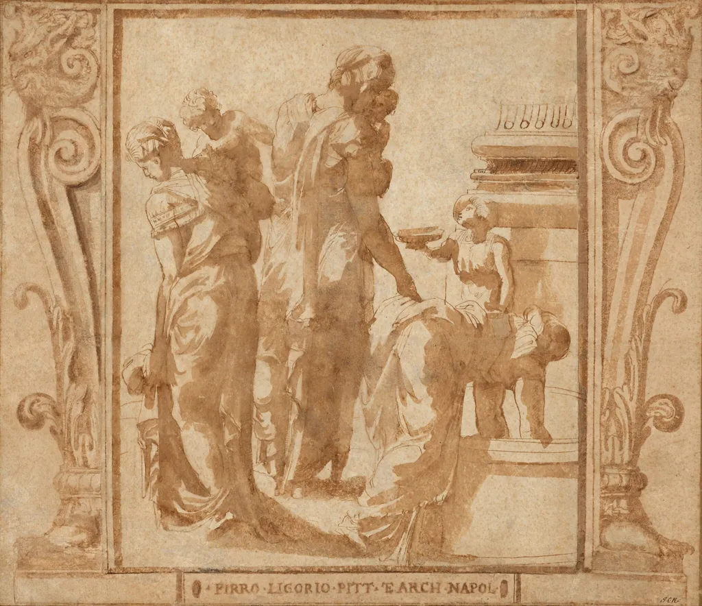 Women and Children at a Fountain, by Pirro Ligorio, ink, 1548