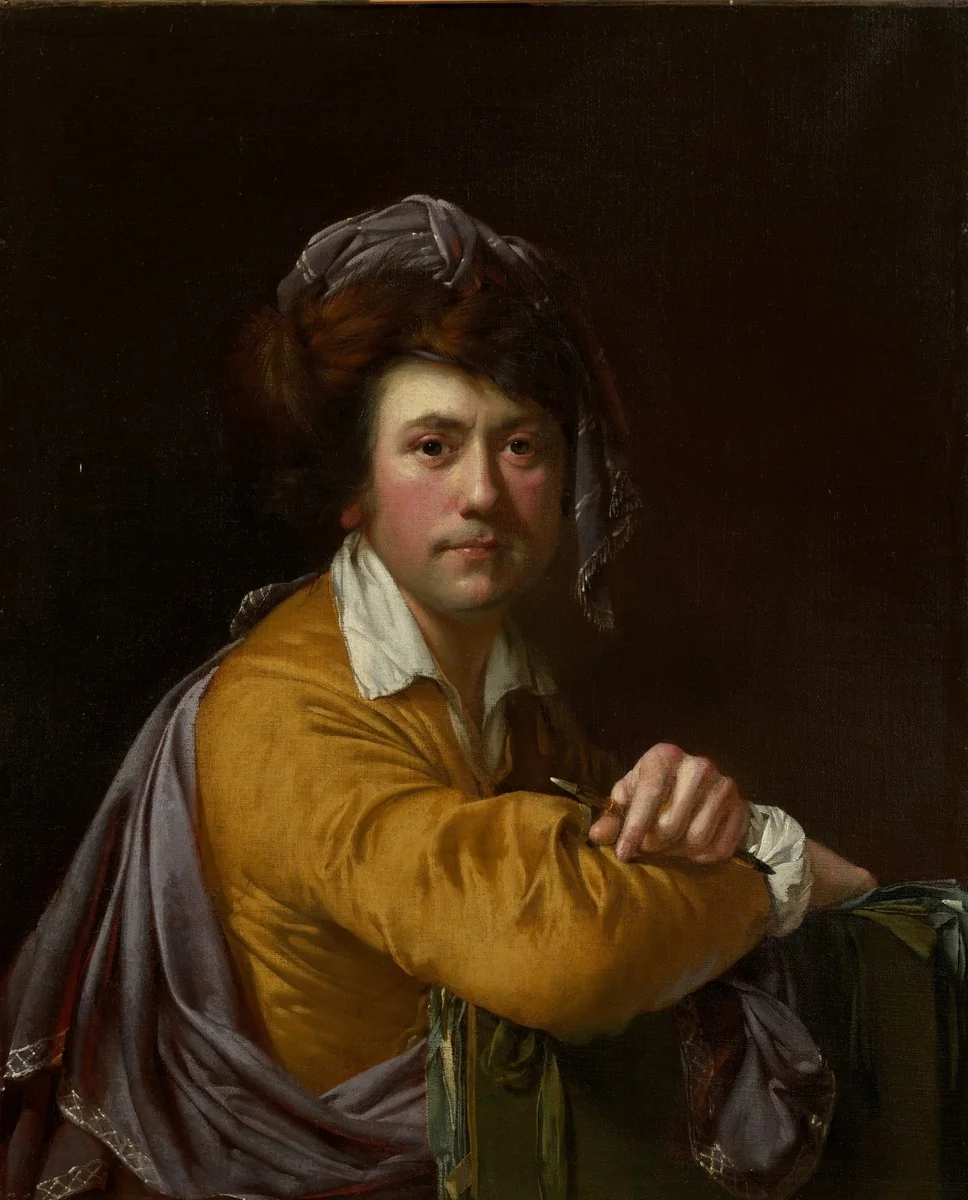 Self Portrait at the Age of about Forty; Verso: Study for 'An Experiment on a Bird in the Air Pump', detail