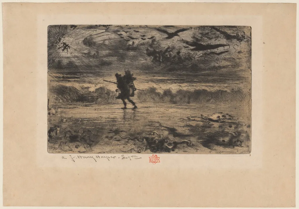 Le Peintre de Marine (The Marine Painter), by Félix-Hilaire Buhot, ink, 1879